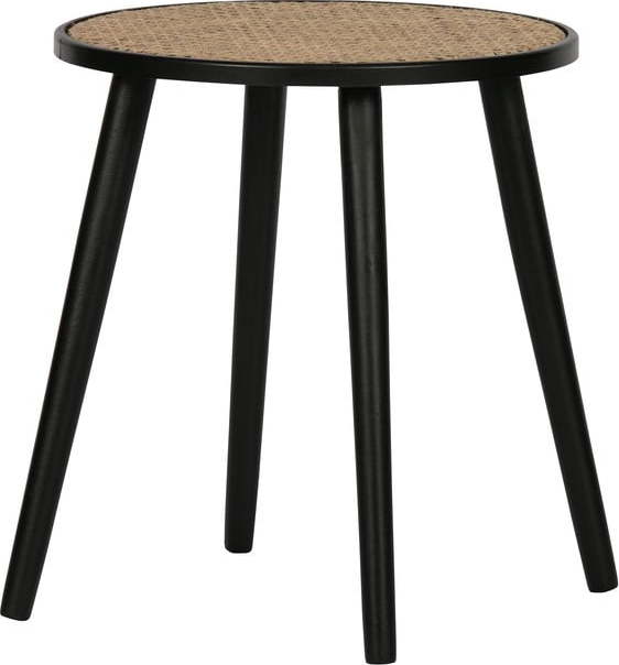 Černý odkládací stolek s ratanovým výpletem