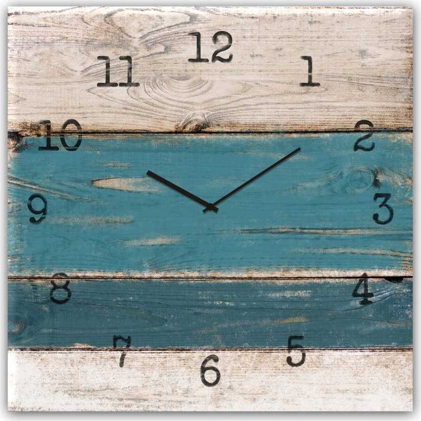 Nástěnné hodiny Styler Glassclock Blue Wood