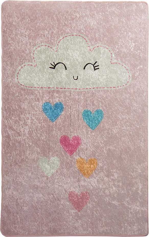 Růžový dětský protiskluzový koberec Conceptum Hypnose Baby Cloud