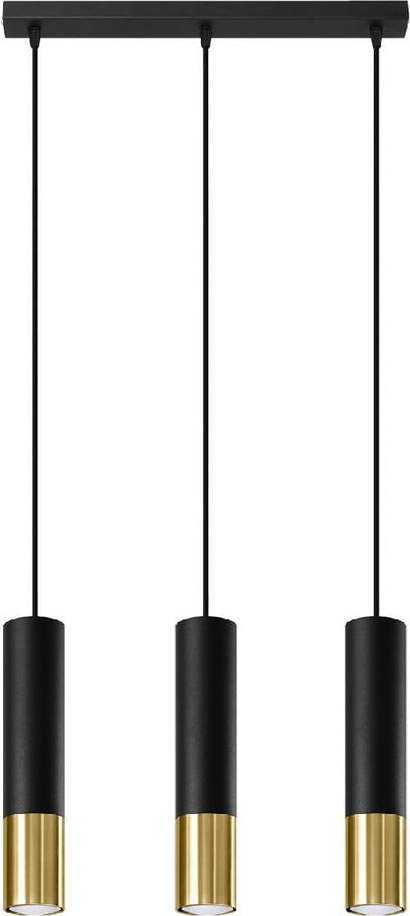 Závěsné svítidlo s kovovým stínidlem v černo-zlaté barvě 45x6 cm Longbot - Nice Lamps Nice Lamps