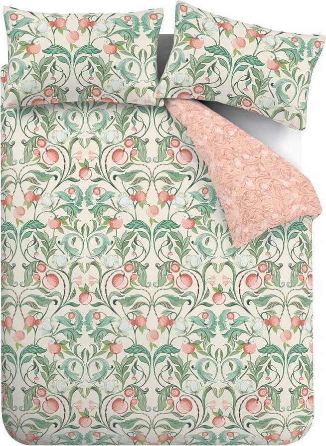 Zeleno-růžové povlečení na jednolůžko 135x200 cm Clarence Floral - Catherine Lansfield Catherine Lansfield