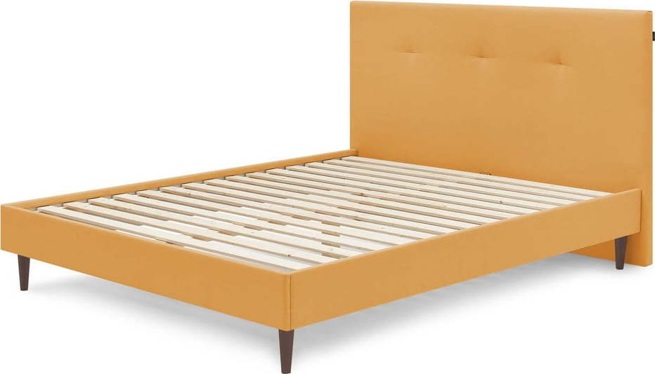 Žlutá čalouněná dvoulůžková postel s roštem 180x200 cm Tory - Bobochic Paris Bobochic Paris