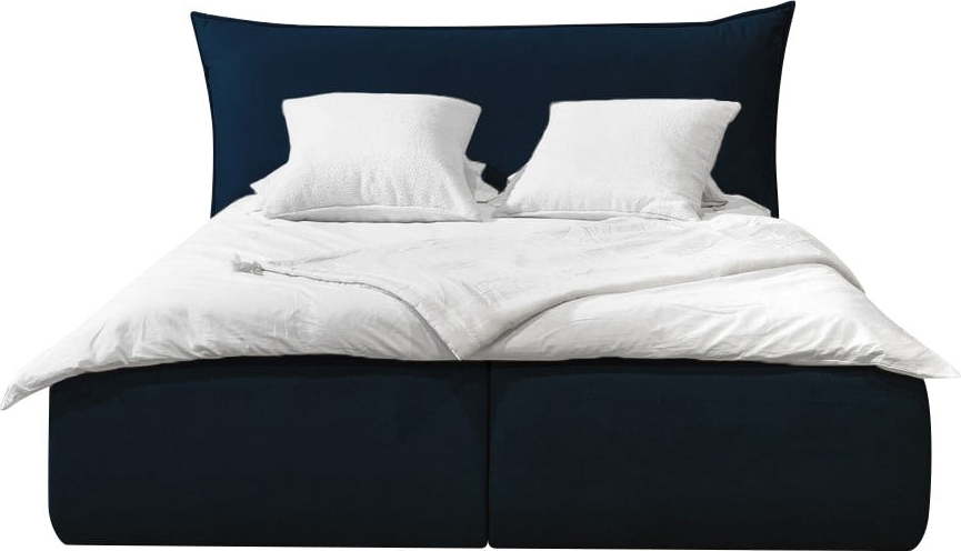 Modrá čalouněná dvoulůžková postel s úložným prostorem s roštem 180x200 cm Jade – Bobochic Paris Bobochic Paris
