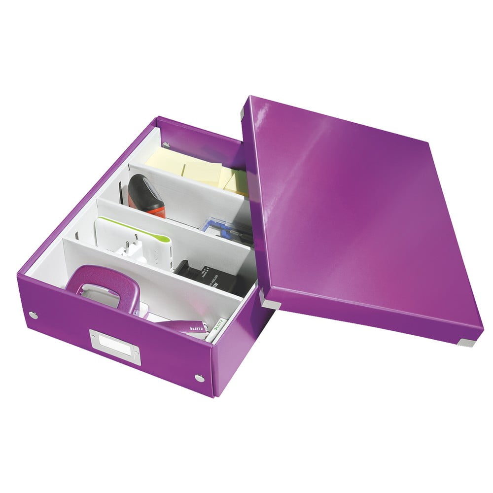 Fialový kartonový úložný box s víkem Click&Store - Leitz Leitz