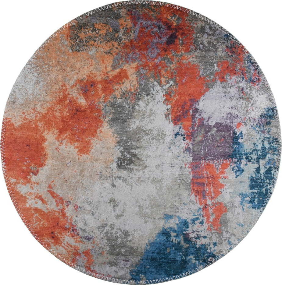 Modro-oranžový pratelný kulatý koberec ø 80 cm – Vitaus Vitaus