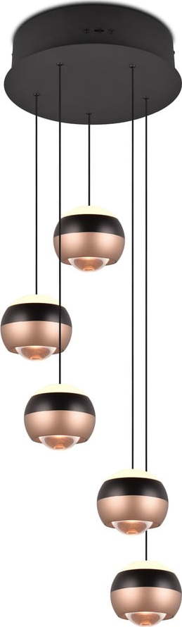 LED závěsné svítidlo s kovovým stínidlem ø 30 cm v černo-měděné barvě Orbit – Trio Select Trio Select