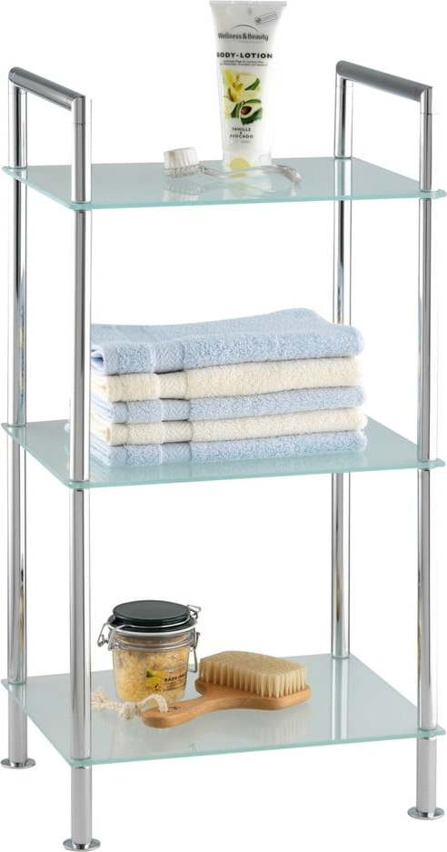 Průhledný/ve stříbrné barvě skleněný koupelnový regál 37x71 cm Style – Wenko WENKO