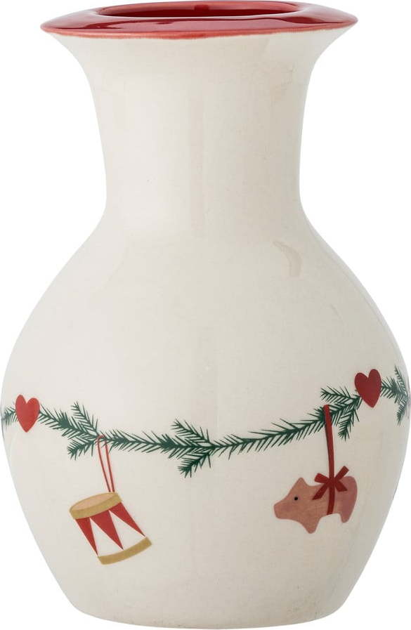 Bílá váza s vánočním motivem z kameniny (výška 16 cm) Yule – Bloomingville Bloomingville