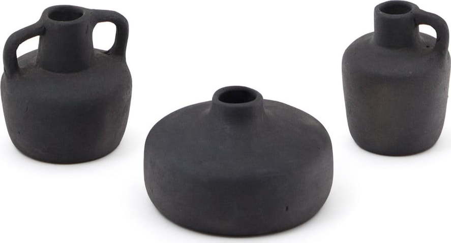Černé terakotové vázy v sadě 3 ks (výška 6 cm) Sofra – Kave Home Kave Home