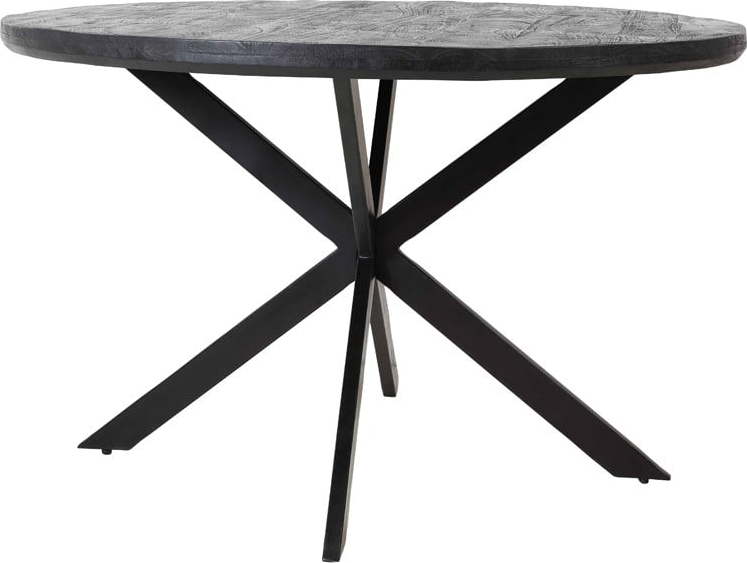 Černý kulatý jídelní stůl s deskou z akácie ø 120 cm Yellov – Light & Living Light & Living