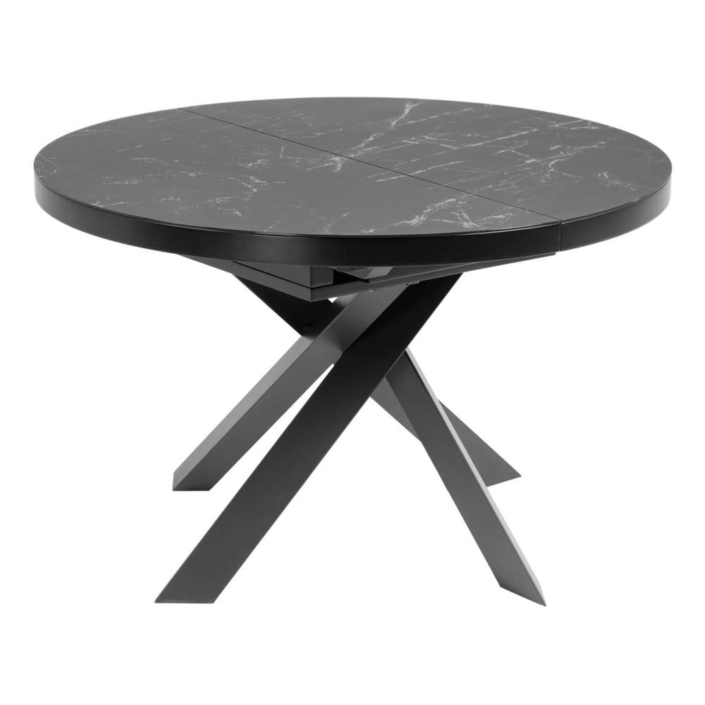 Černý kulatý rozkládací jídelní stůl s keramickou deskou ø 160 cm Vashti – Kave Home Kave Home