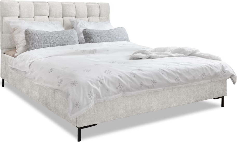 Krémová čalouněná dvoulůžková postel s roštem 160x200 cm Eve – Miuform Miuform
