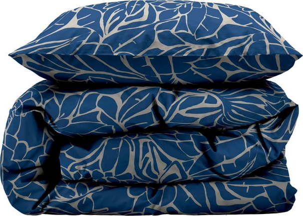 Modré damaškové povlečení na jednolůžko 140x200 cm Abstract leaves – Södahl Södahl