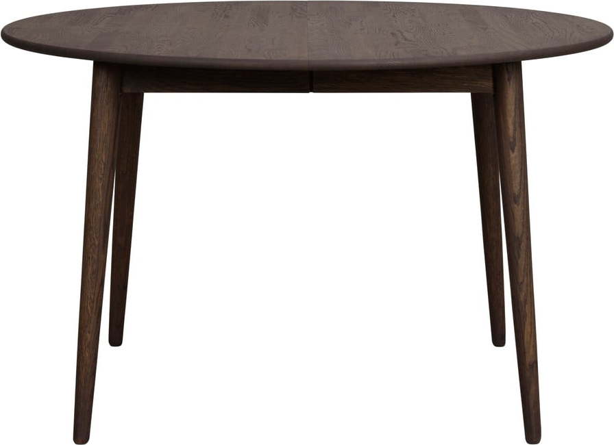 Tmavě hnědý kulatý rozkládací jídelní stůl z dubového dřeva ø 120 cm Tyler – Rowico Rowico