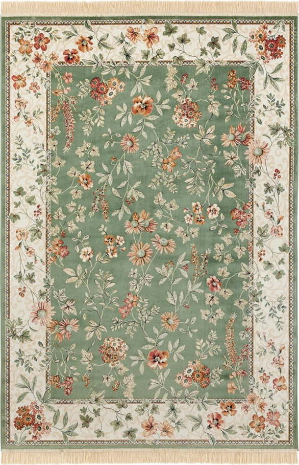 Zeleno-krémový koberec z viskózy 195x300 cm Oriental – Nouristan Nouristan