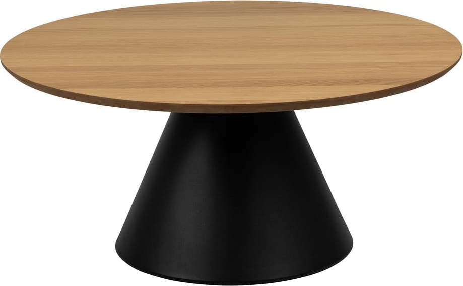 Černo-přírodní kulatý konferenční stolek s deskou v dubovém dekoru ø 85 cm Soli – Actona Actona