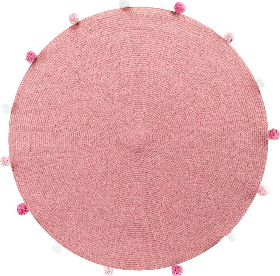 Růžový kulatý koberec ø 90 cm Pompomparty – douceur d'intérieur Douceur d intérieur