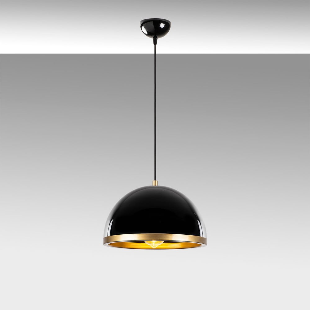 Závěsné svítidlo v černé a zlaté barvě s kovovým stínidlem ø 30 cm Ferenci – Opviq lights Opviq lights