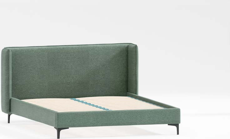 Zelená čalouněná dvoulůžková postel s roštem 140x200 cm Basti – Ropez Ropez